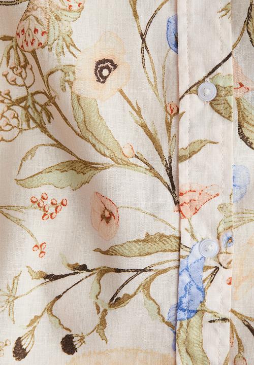 H&M - Linen-blend shirt - light beige floral
