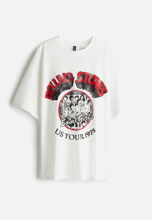 H&M - Oversized printed t-shirt - cream the rolling stones