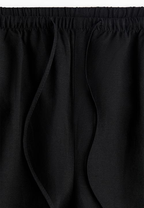 H&M - Straight linen-blend trousers - black