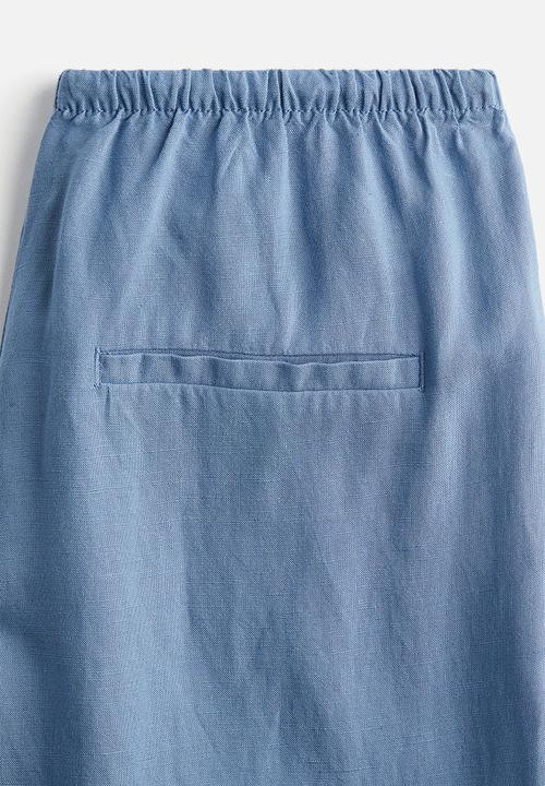 H&M - Straight linen-blend trousers - dusty blue