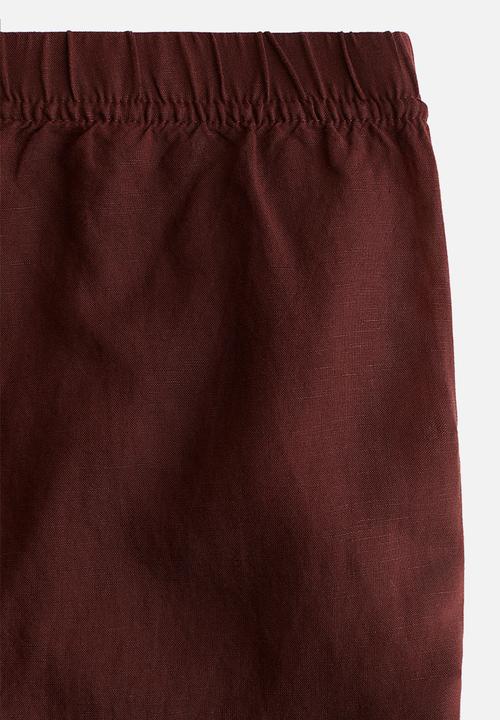 H&M - Linen-blend drawstring trousers - brown