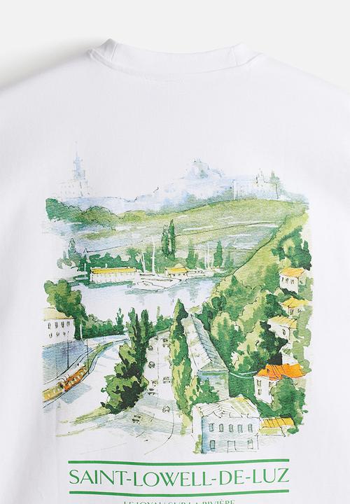 H&M - Oversized fit printed t-shirt - white & saint-lowell-de-luz