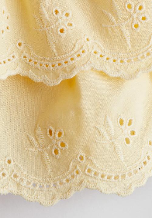 H&M - Flounced cotton romper suit - yellow