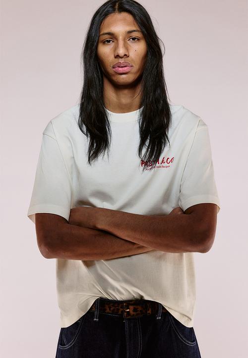 H&M - Loose fit printed T-shirt - white/pasta