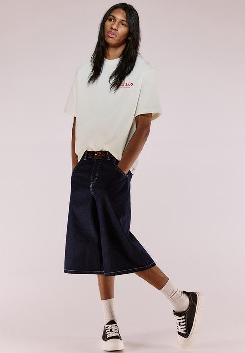 H&M - Loose fit printed T-shirt - white/pasta