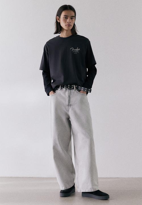 H&M - Loose fit T-shirt - black/fender