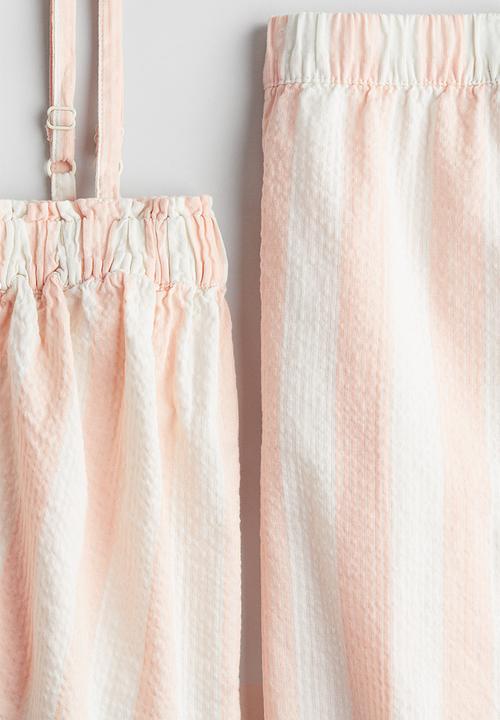 H&M - 2-piece top and trousers set -  light peach/striped