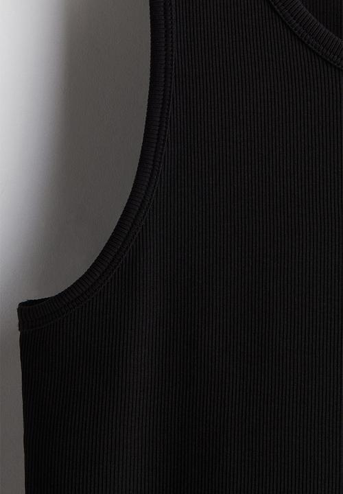 H&M - Slim fit ribbed vest top - black