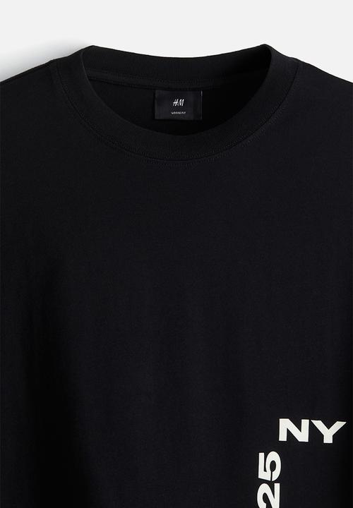 H&M - Loose fit printed T-shirt - black/ny