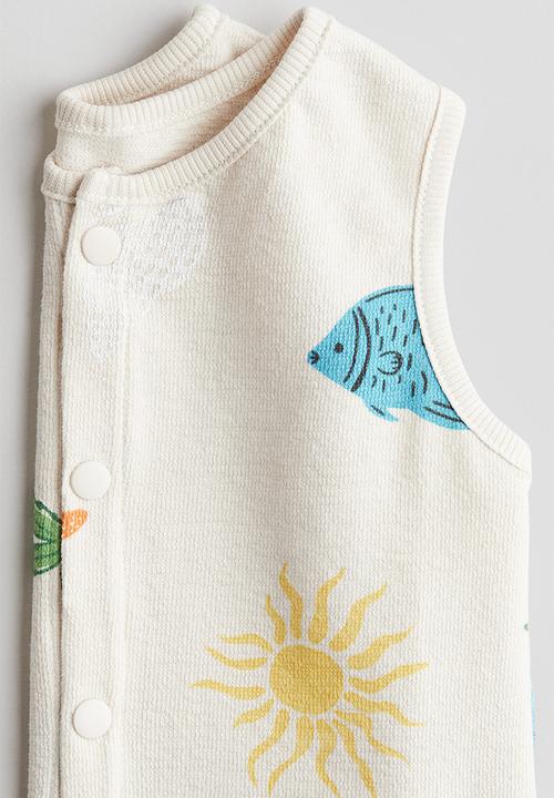 H&M - Terry romper suit - light beige fish 
