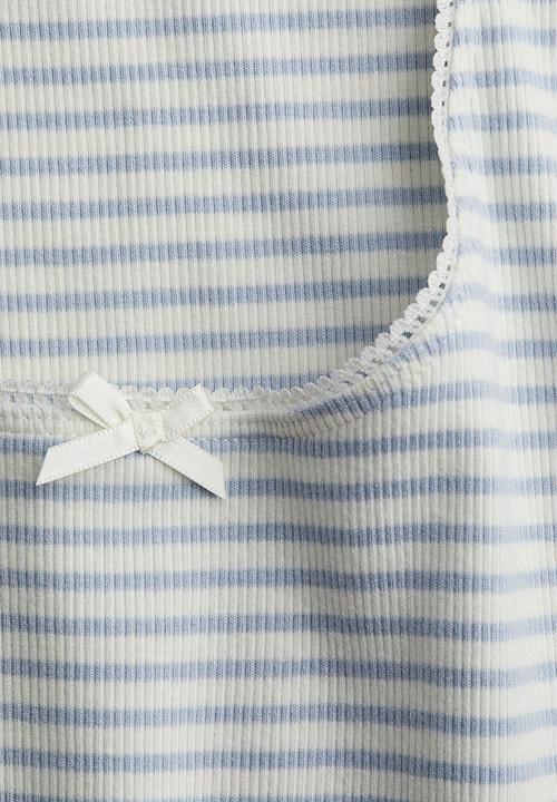 H&M - Pointelle jersey vest top - white/blue striped