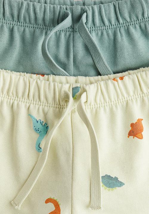 H&M - 2-pack cotton shorts - light green/dinosaurs