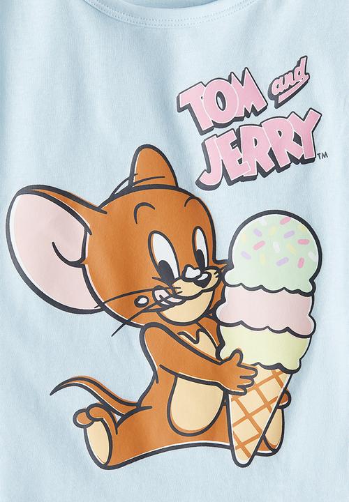 H&M - Printed cotton T-shirt - light blue tom and jerry