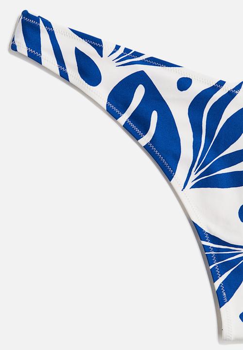 H&M - Thong bikini bottoms - white/blue patterned
