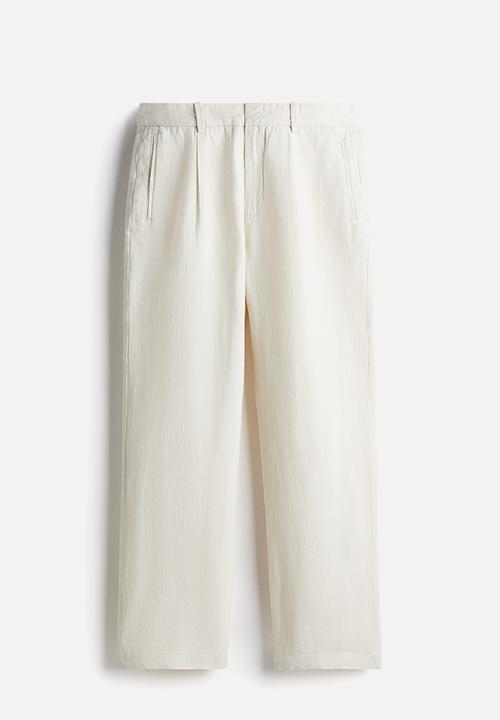 H&M - Relaxed fit linen-blend trousers - cream