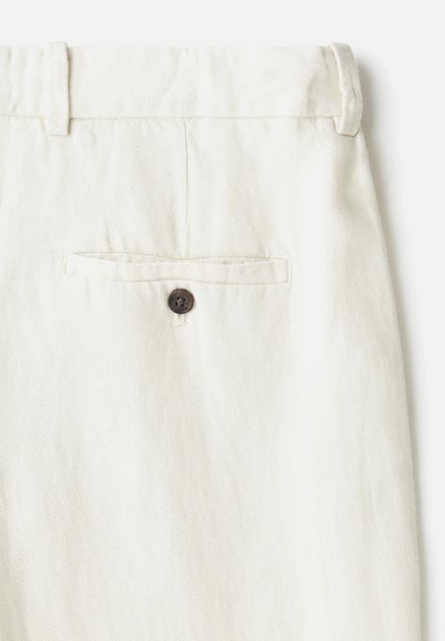 H&M - Relaxed fit linen-blend trousers - cream