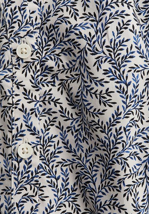 H&M - Balloon-sleeved poplin blouse - cream/blue patterned