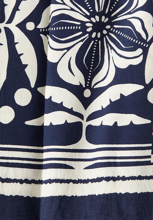 H&M - Wide trousers - dark blue/patterned