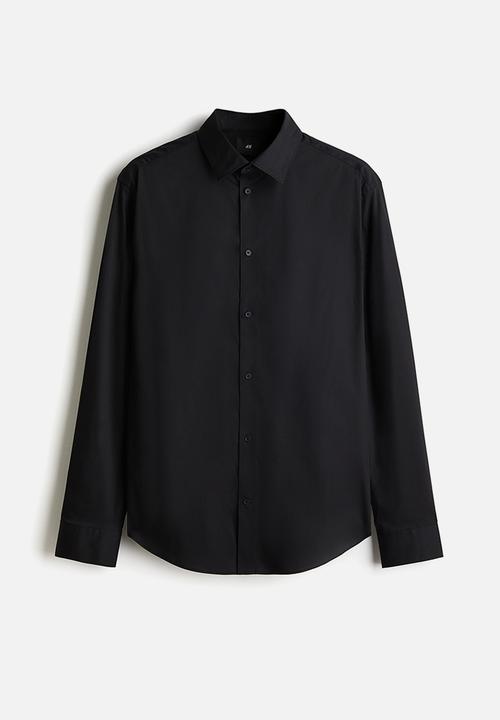 H&M - Slim fit stretch shirt - black
