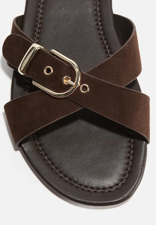 H&M - Crossover-strap sandals - dark brown