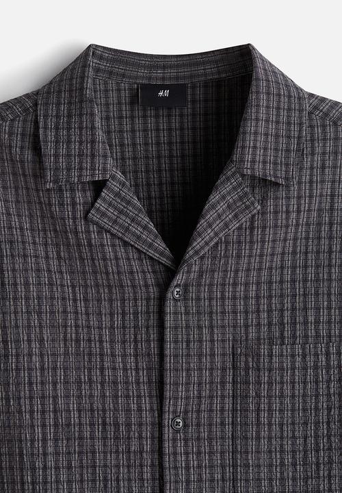 H&M - Loose fit seersucker resort shirt - dark grey