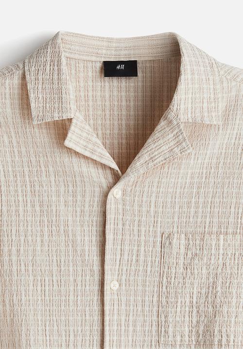 H&M - Loose fit seersucker resort shirt - beige checked