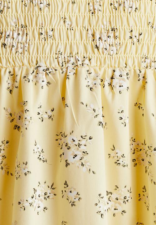 H&M - Tie-strap smocked dress - yellow/floral