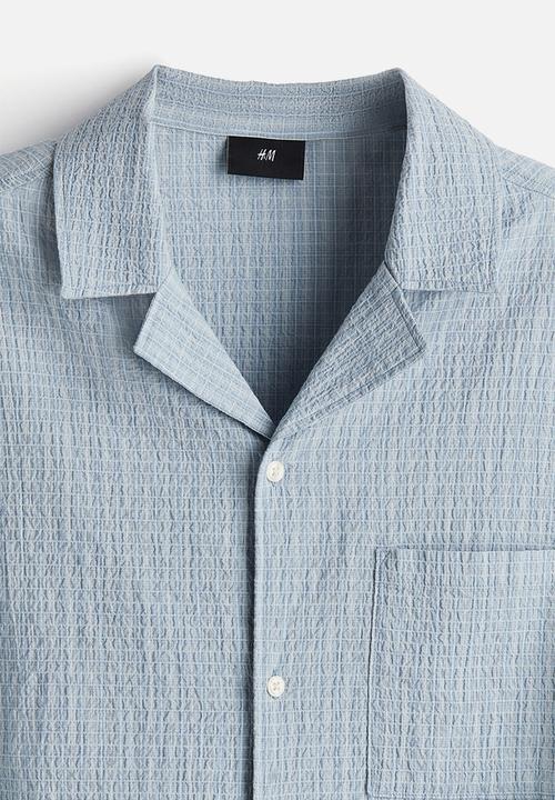 H&M - Loose fit seersucker resort shirt - light blue striped