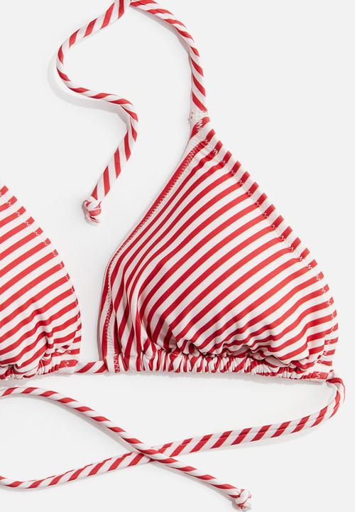 H&M - Padded triangle bikini top - white/red striped