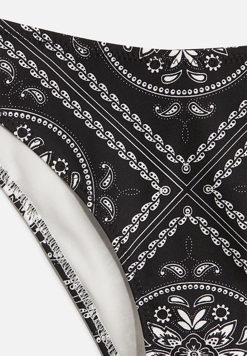 H&M - Cheeky bikini bottoms - black/paisley-patterned