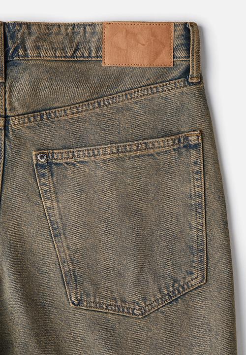H&M - Relaxed denim shorts - khaki green & denim blue