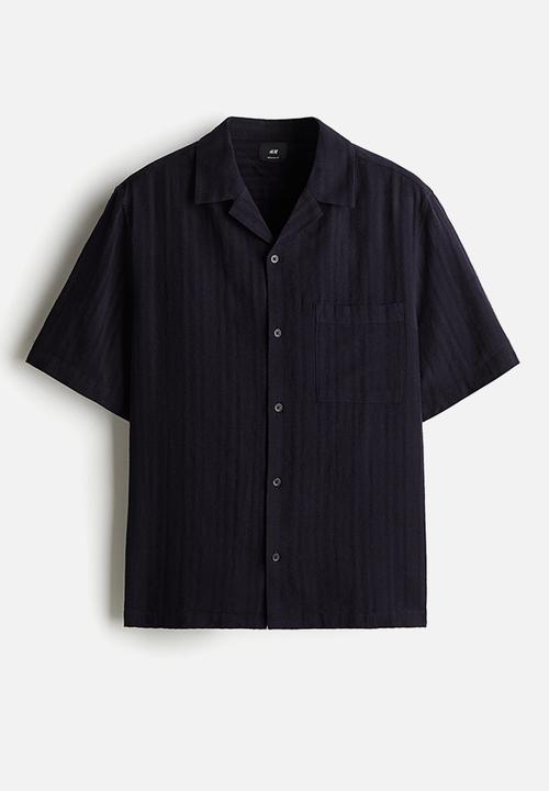 H&M - Regular fit linen-blend resort shirt - navy blue