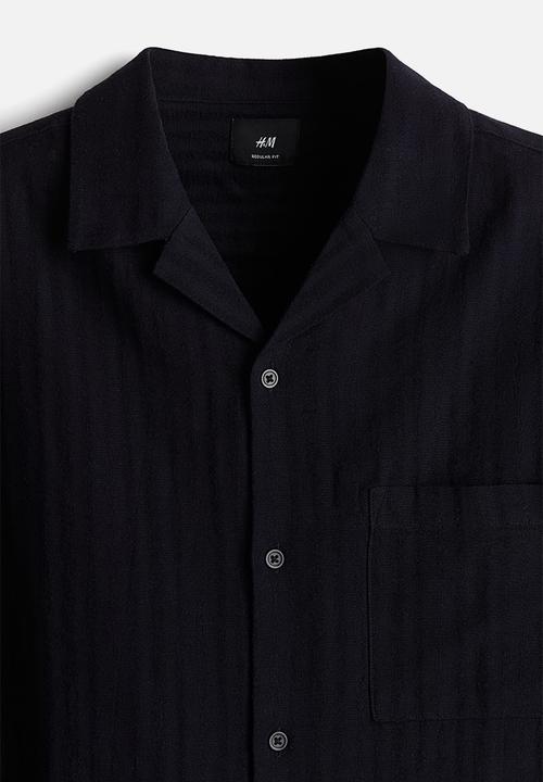 H&M - Regular fit linen-blend resort shirt - navy blue