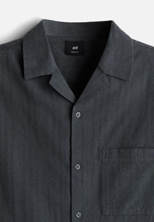 H&M - Regular fit linen-blend resort shirt - dark grey