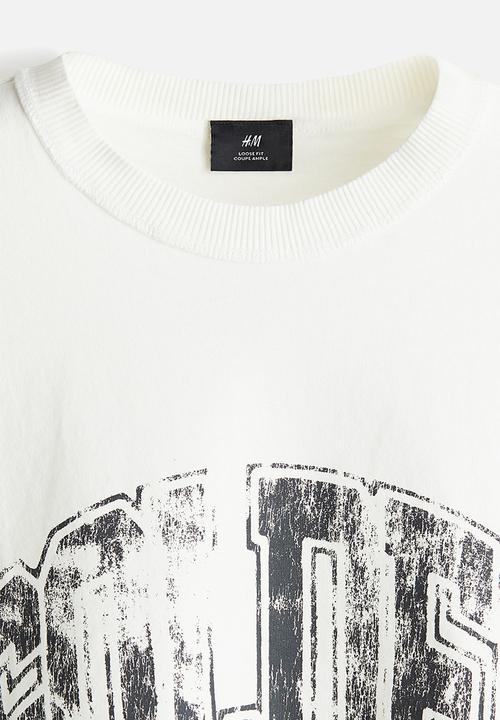 H&M - Loose fit printed T-shirt - white/golden