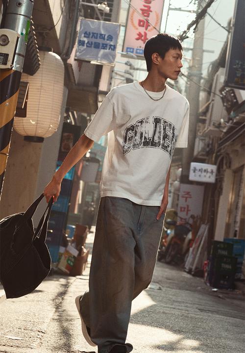 H&M - Loose fit printed T-shirt - white/golden