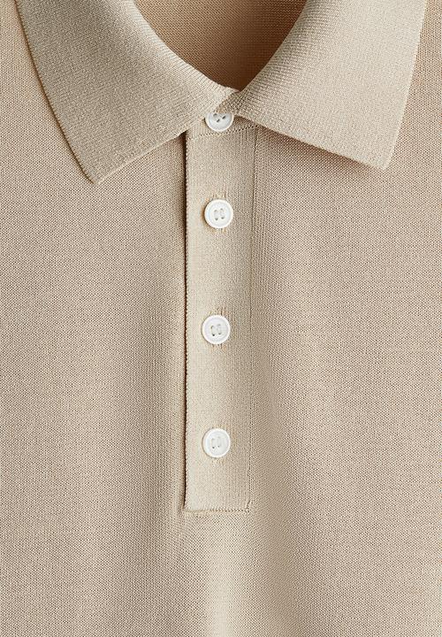 H&M - Regular fit fine-knit polo shirt - beige
