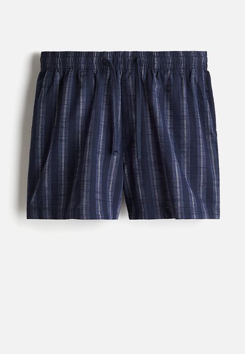 H&M - Cotton pyjama shirt and shorts - dark blue striped