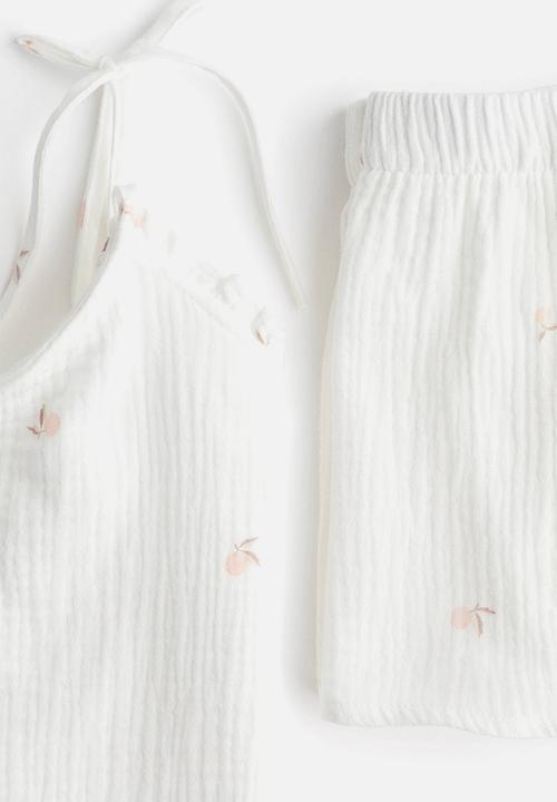 H&M - Cotton muslin pyjamas - white/peaches 