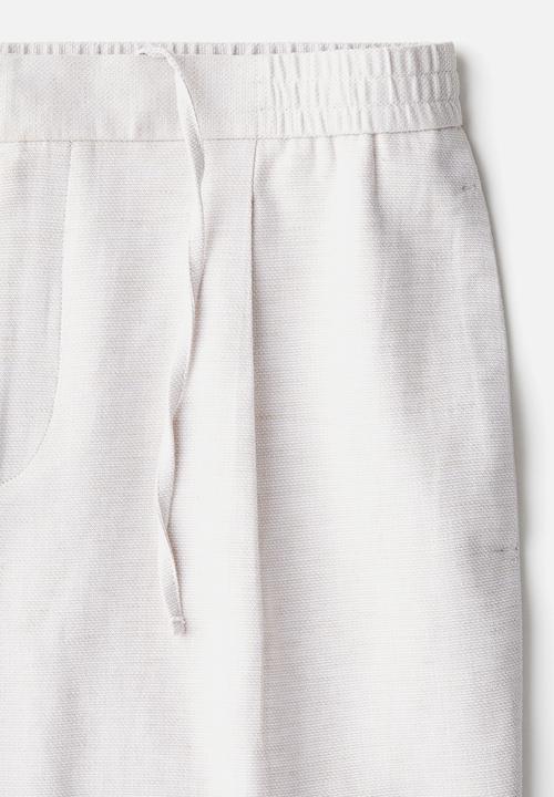H&M - Relaxed fit linen-blend trousers - white