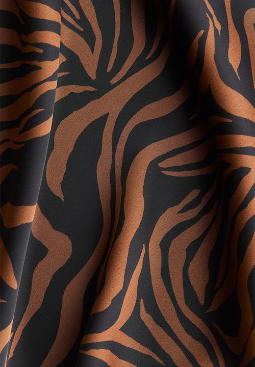 H&M - Satin slip skirt -  brown/patterned