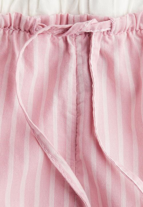 H&M - Cotton poplin shorts - light pink striped 