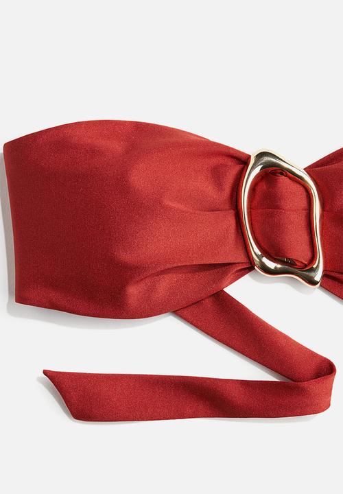 H&M - Padded bandeau bikini top - rust red 
