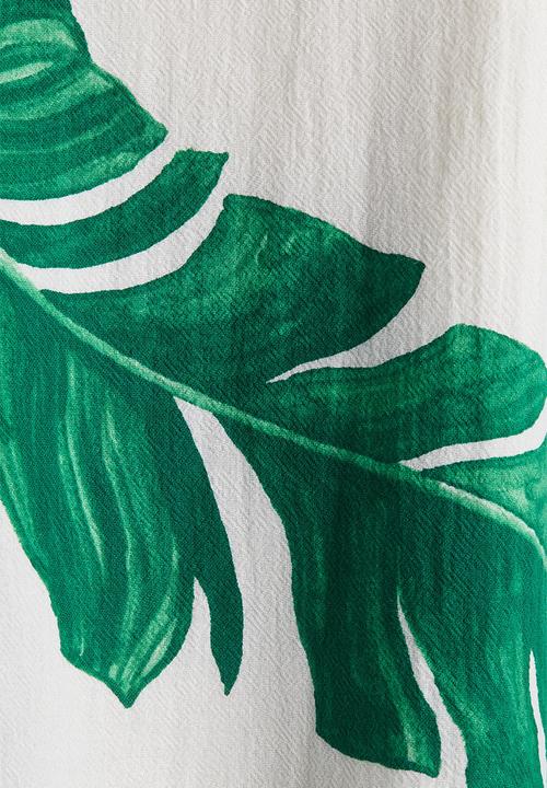 H&M - Fitted mini dress - white & green patterned
