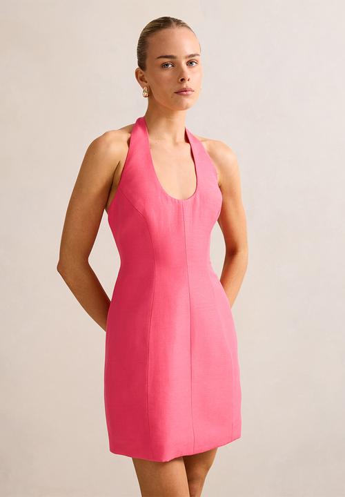 Forever New - Esther U-Neck Halter Linen Mini Dress