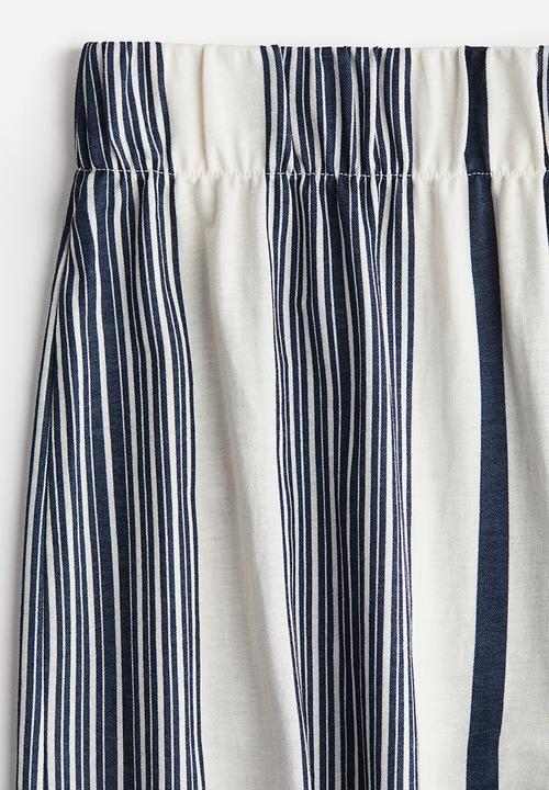 H&M - Wide trousers - white & navy blue striped 