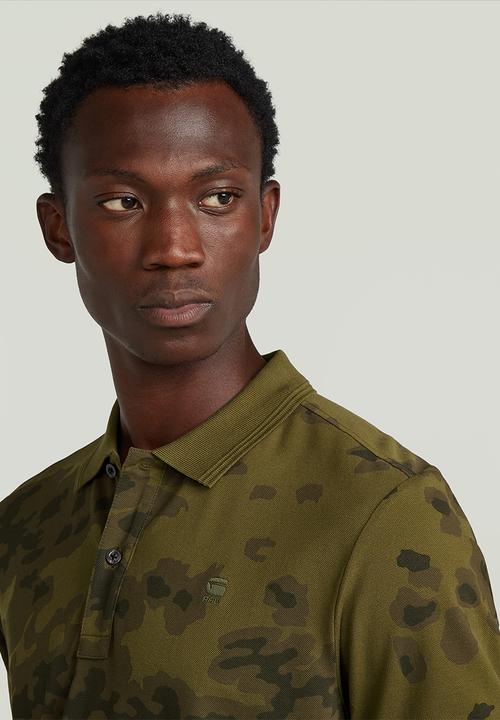 G-STAR - Dunda Slim Ao Polo S\S - Dark Olive Forest Camo