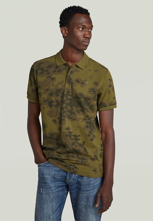 G-STAR - Dunda Slim Ao Polo S\S - Dark Olive Forest Camo