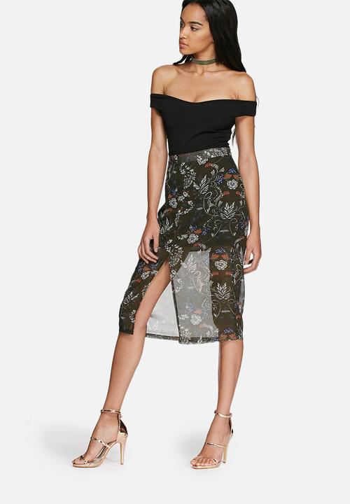 Glamorous - Floral pencil skirt 