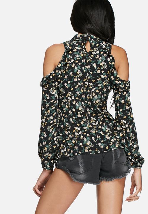 Glamorous - Vintage floral cold shoulder blouse